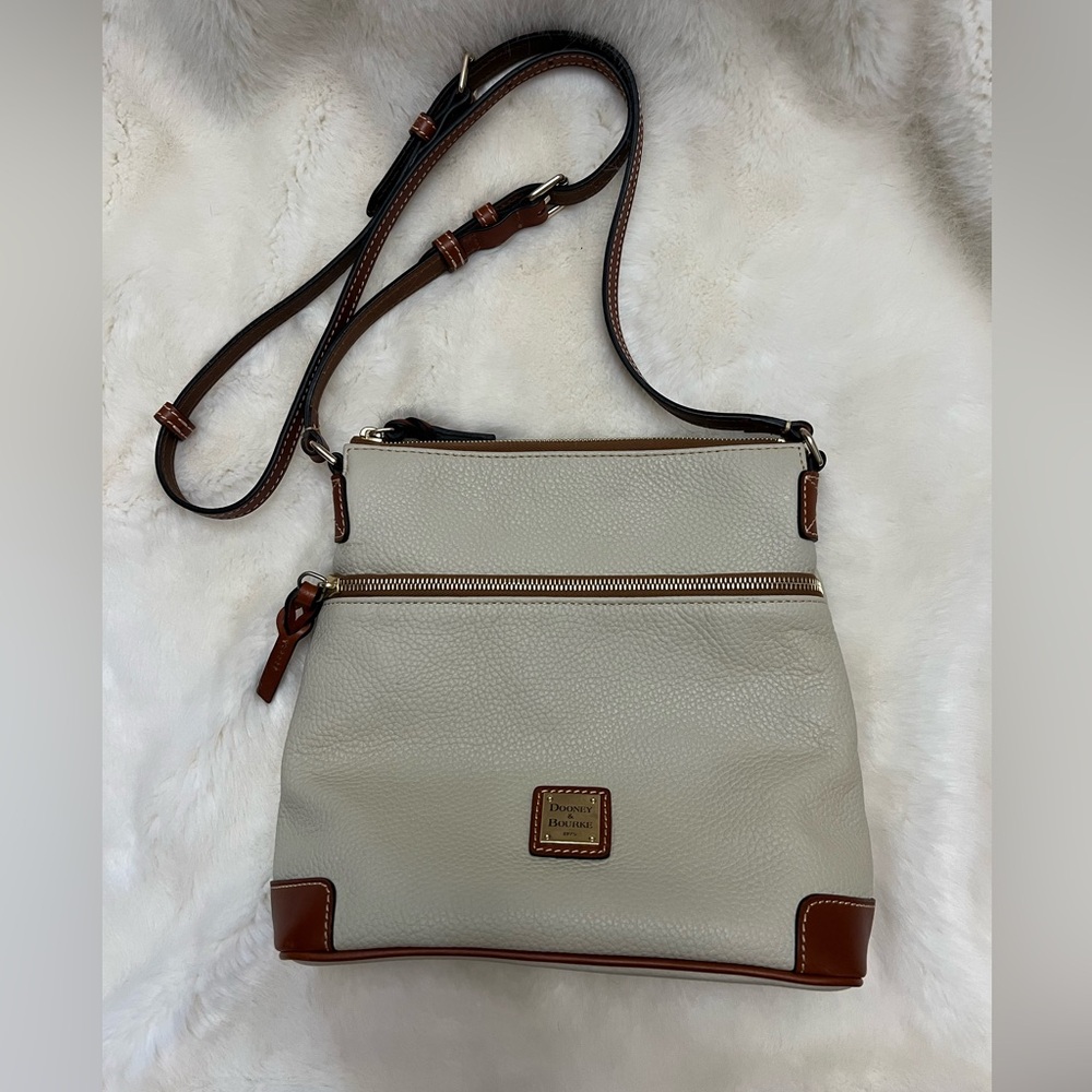 Dooney & Bourke Cream Pebble Grain Leather Crossbody